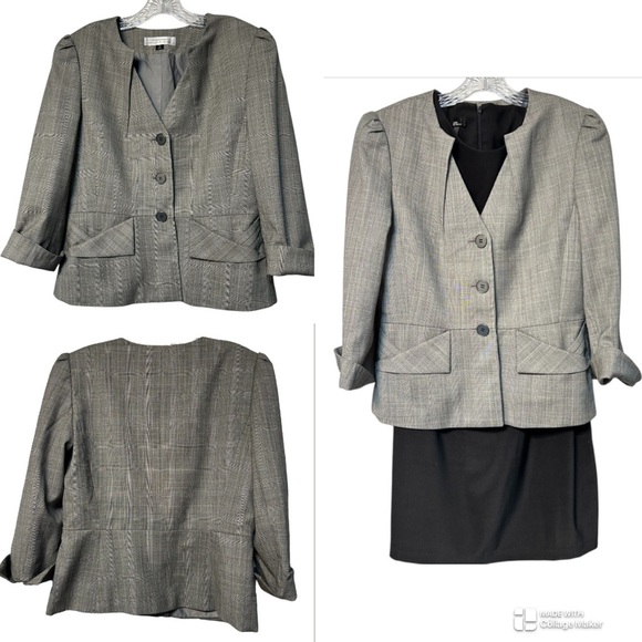 Tahari wool blend Gray Women's Blazer - Picture 1 of 8